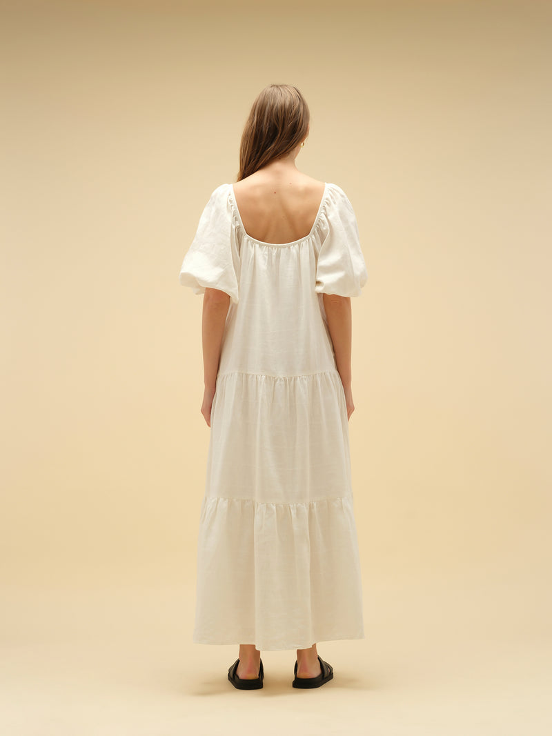 LINEN DRESS - Maxi linen dress - Summer Linen dress - Vintage white dress - Vintage dress - Vintage linen dress - Bump friendly