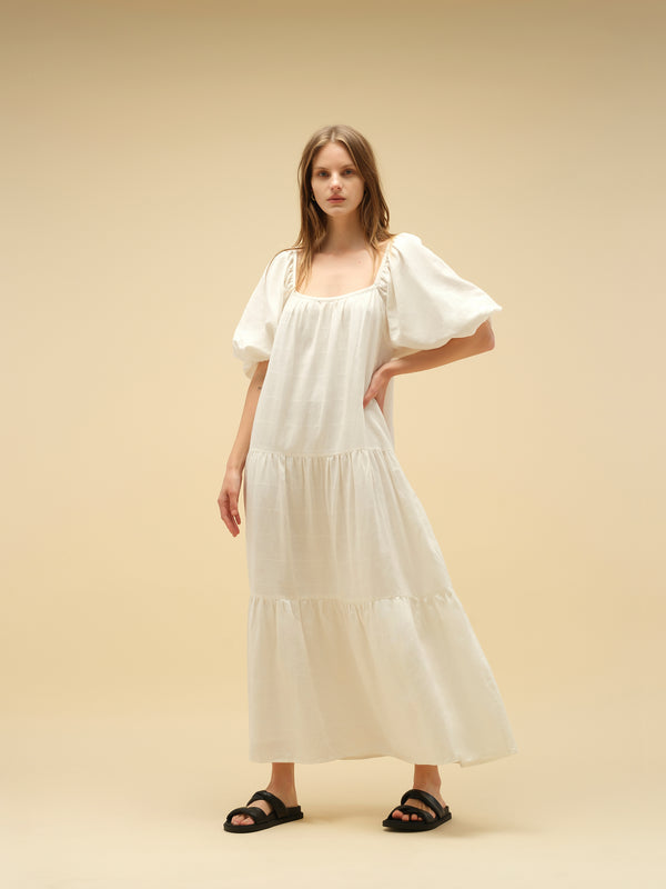 LINEN DRESS - Maxi linen dress - Summer Linen dress - Vintage white dress - Vintage dress 