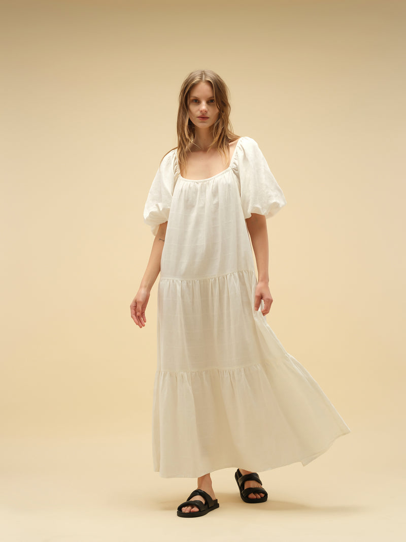 LINEN DRESS - Maxi linen dress - Summer Linen dress - Vintage white dress - Vintage dress - Vintage linen dress